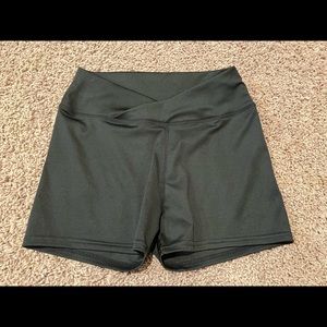 Black crossover athletic shorts